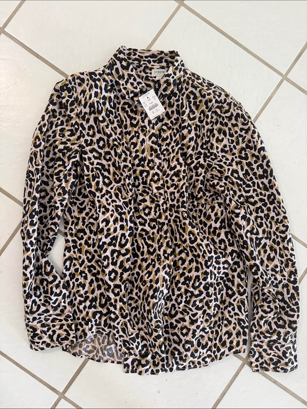 J. Crew Leopard Print Button-Down Blouse - Black & Tan